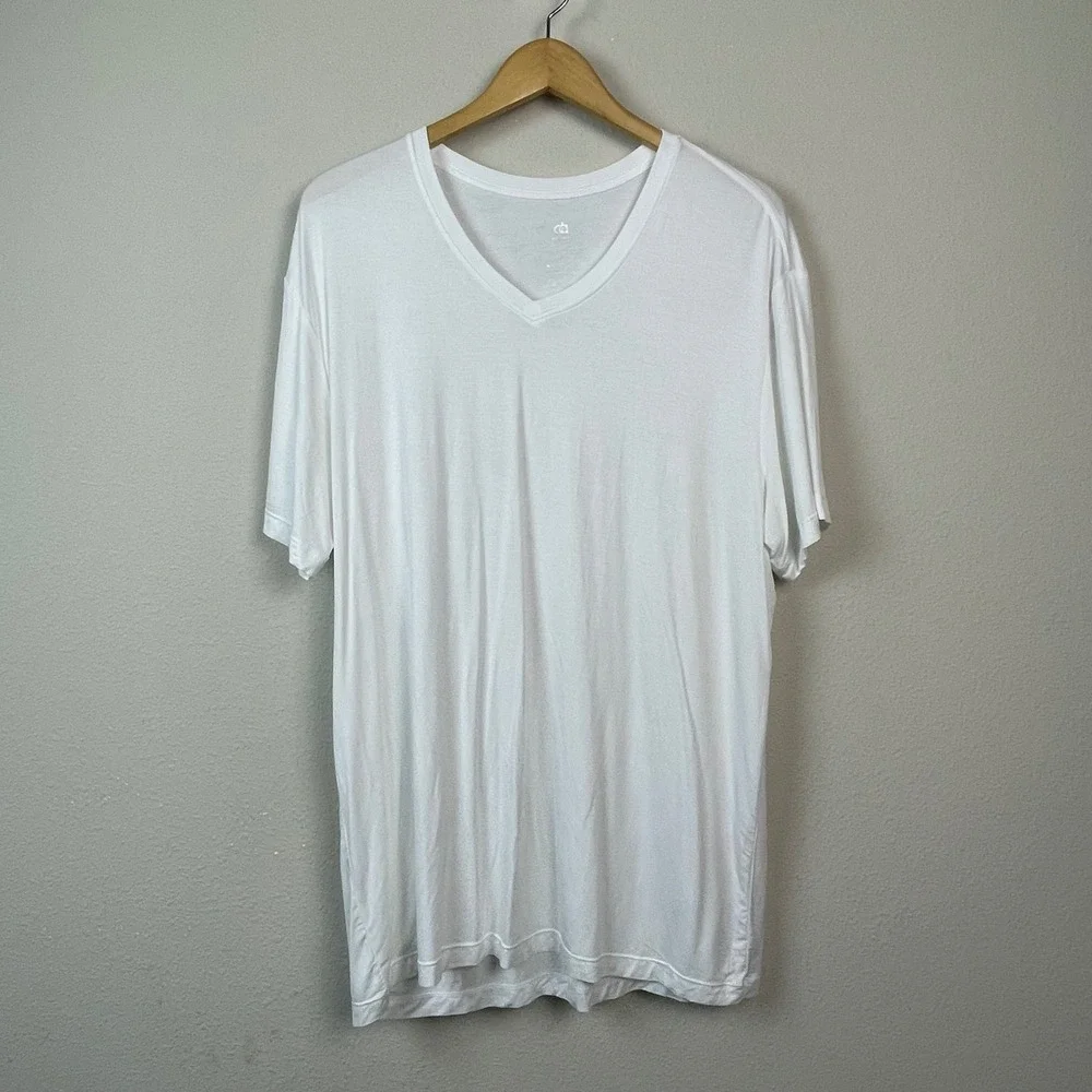 David Archy V-Neck Undershirt Mens XL White Gray Bamboo Rayon‎ 2 Pack Soft Basic